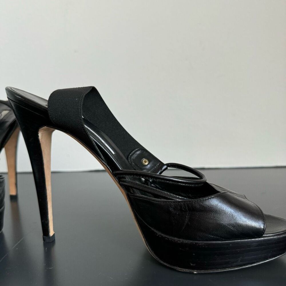 Brian Atwood Black Leather Party Dancing Sexy Platform Y2K 2000’s Size 9.5 EU 40 - Picture 4 of 11